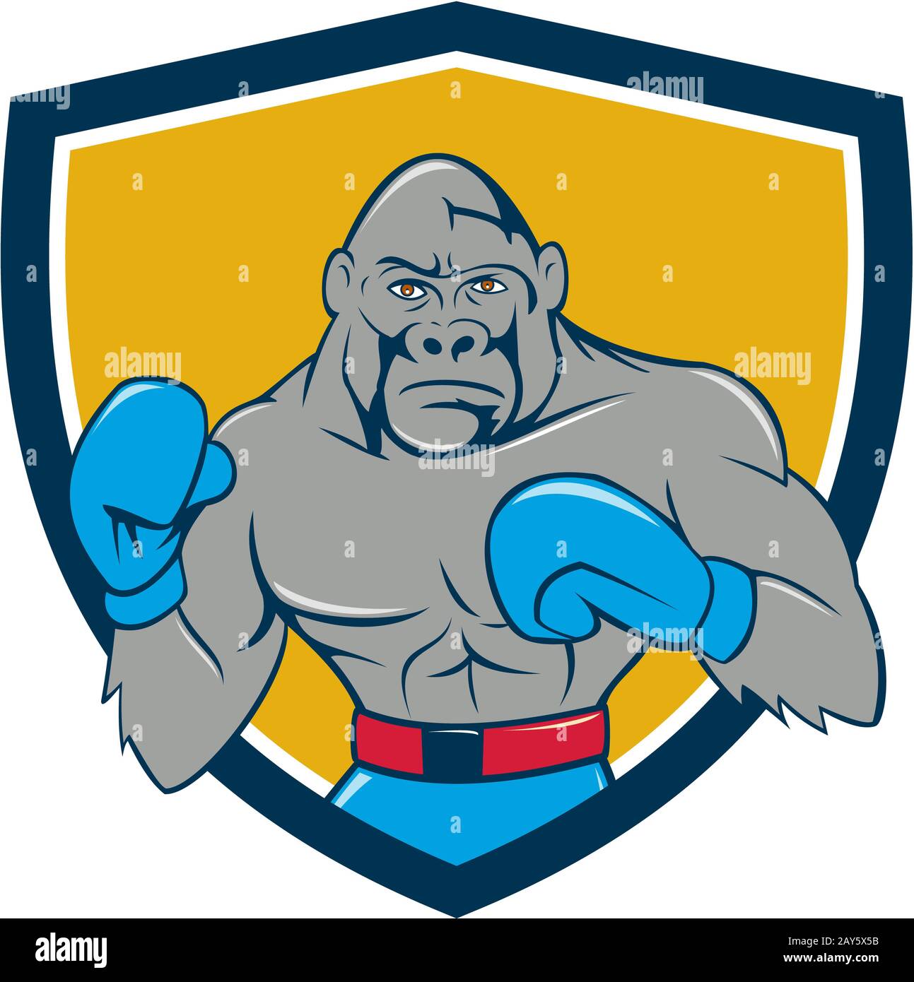 Gorilla Boxer Boxing Stance Crest Cartoon Stock Photo Alamy