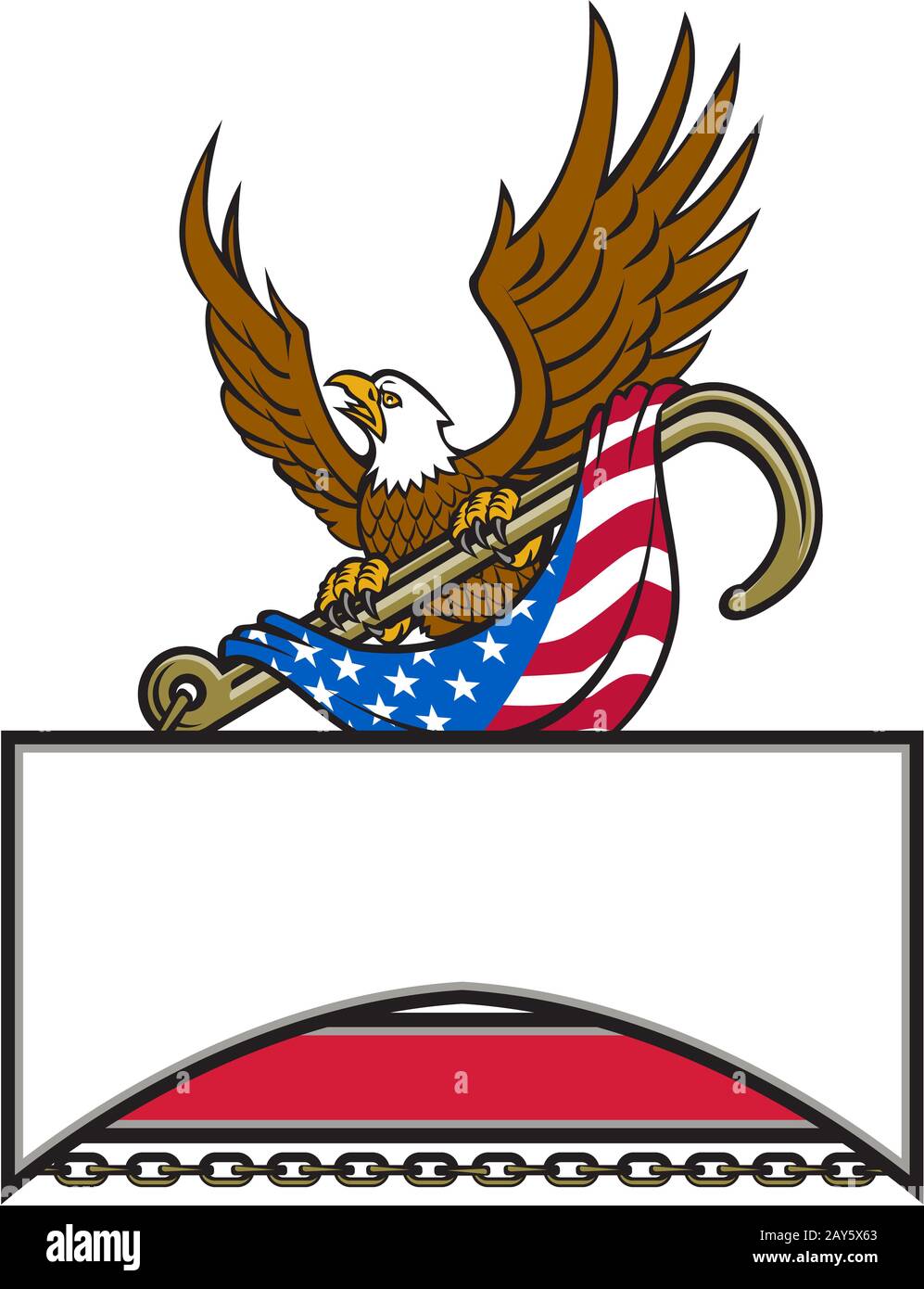 American Eagle Clutching Towing J Hook Flag Retro Stock Photo Alamy