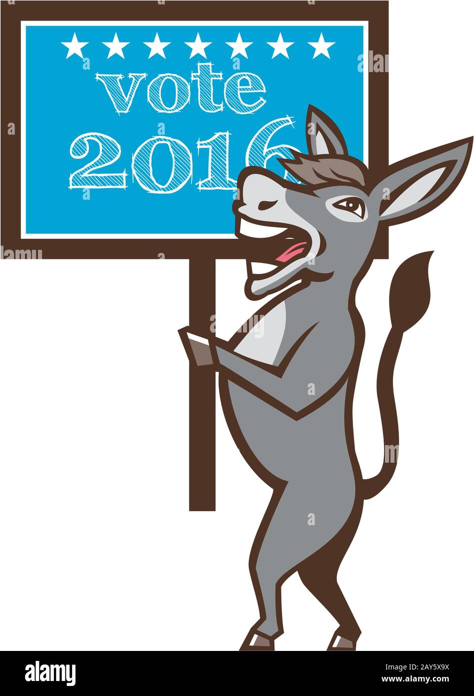 Vote 2016 Democrat Donkey Mascot Cartoon Stock Photo