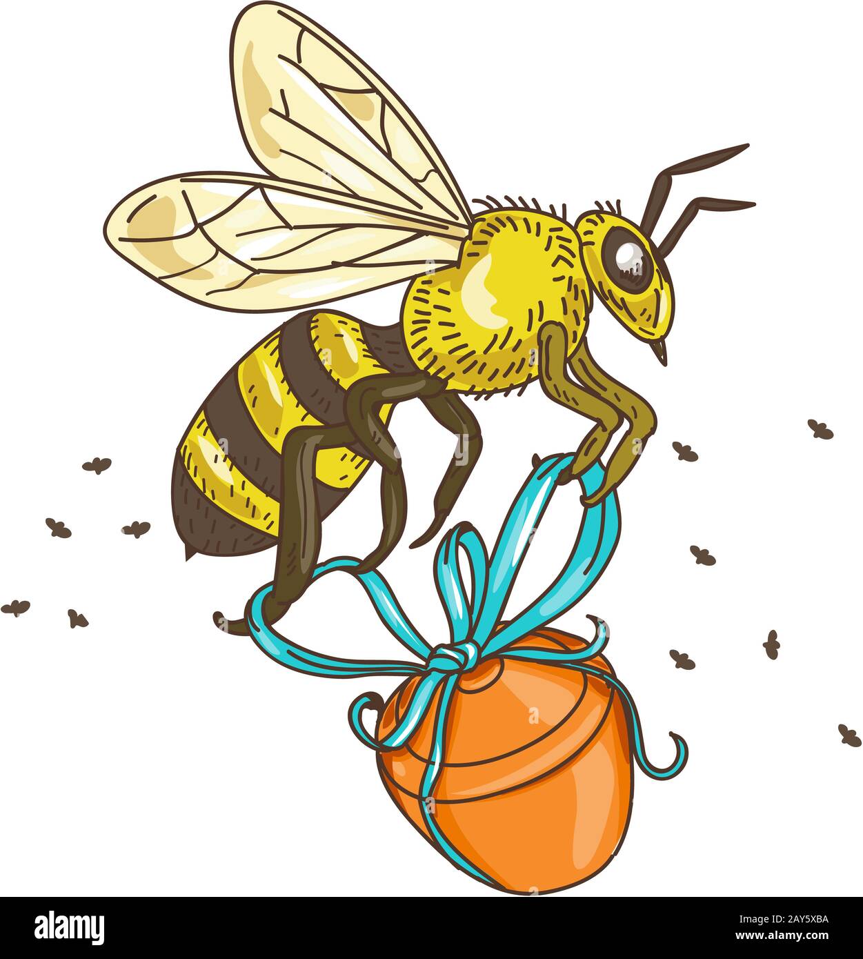 Bee Carrying Honey Pot Drawing Stock Photo Alamy