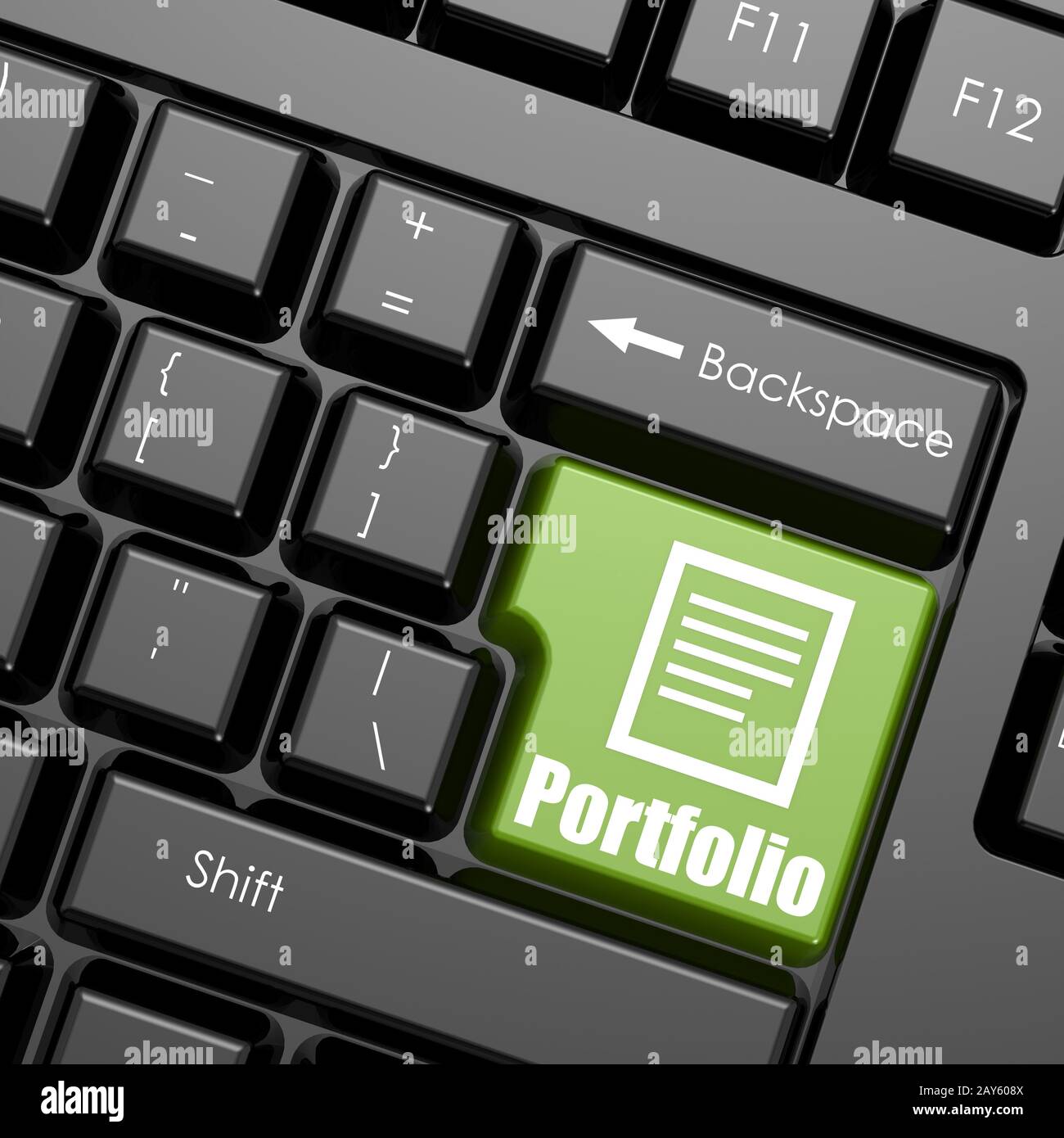 Computer keyboard with word portfolio Stock Photo