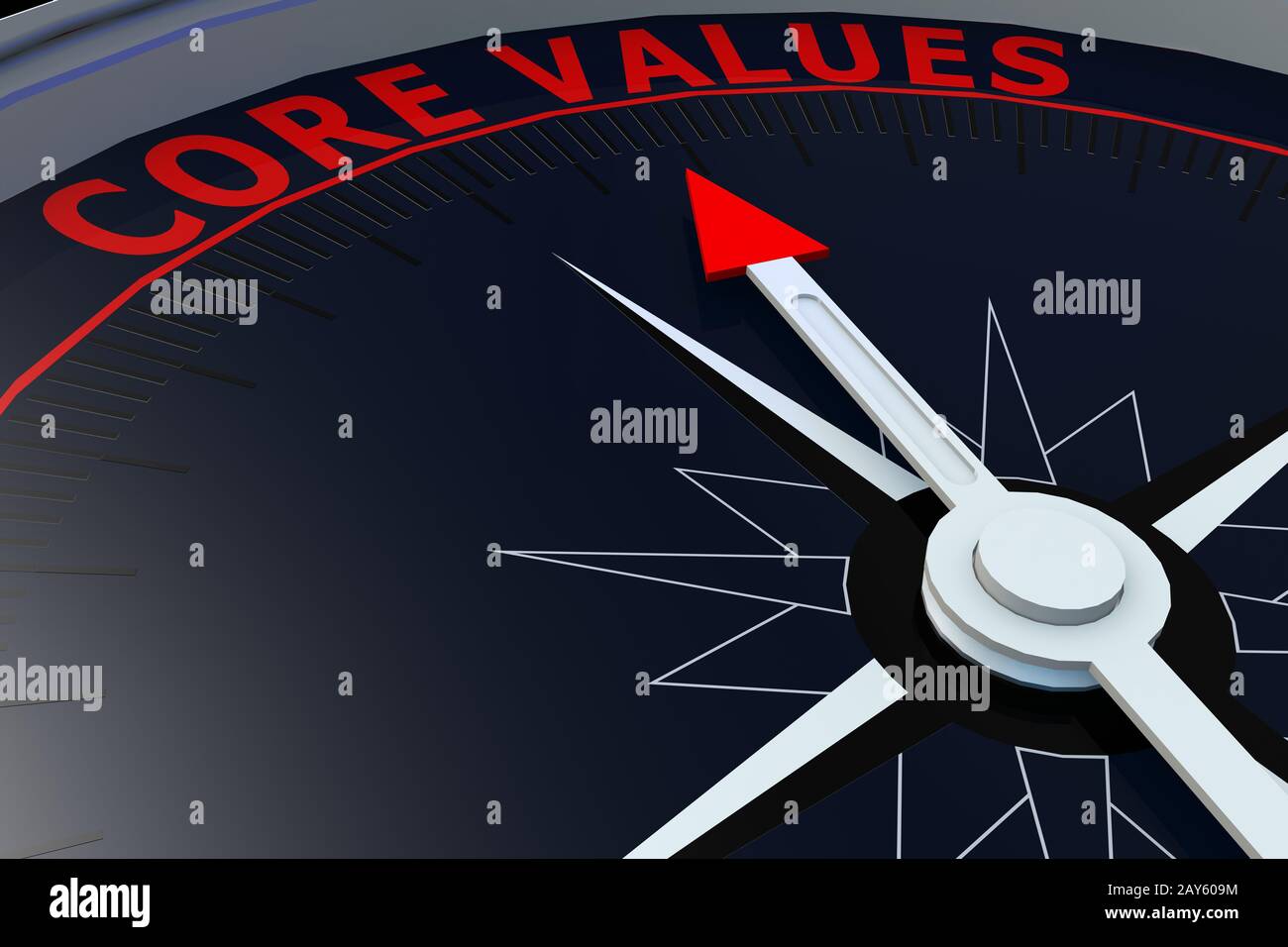 Black compass with core values word on it Stock Photo Alamy