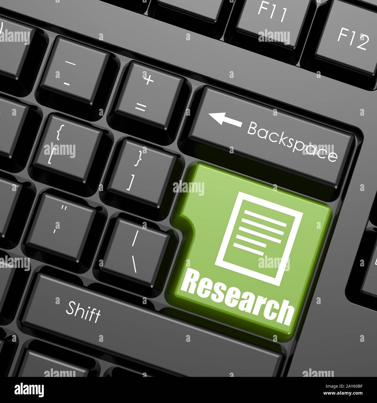 Computer keyboard with word research Stock Photo