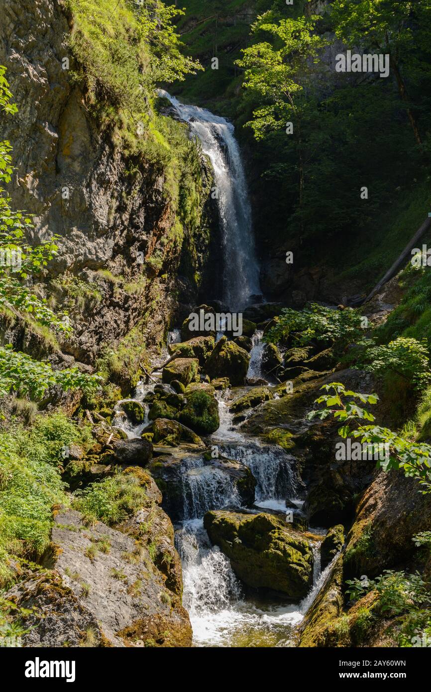 romantic landscape with a waterfall - Austria Stock Photo