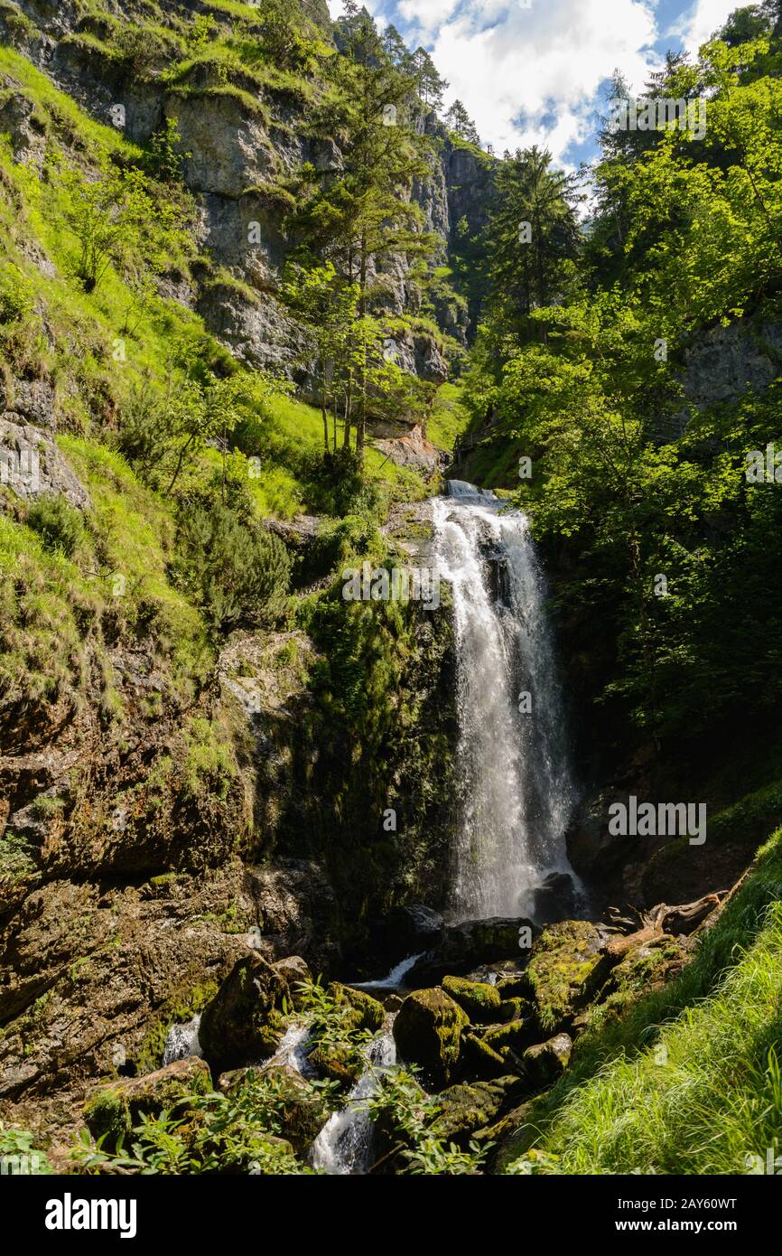 romantic landscape with a waterfall - Austria Stock Photo