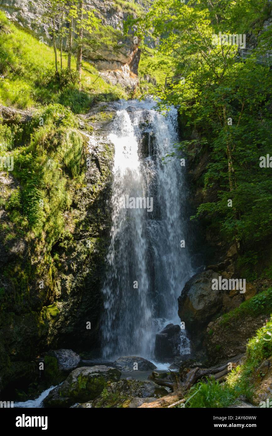 romantic waterfall of a mountain stream - Austria Stock Photo