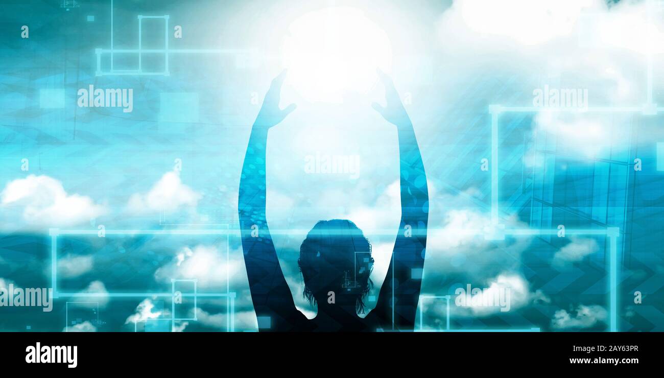 Woman Holding the Sun Stock Photo - Alamy