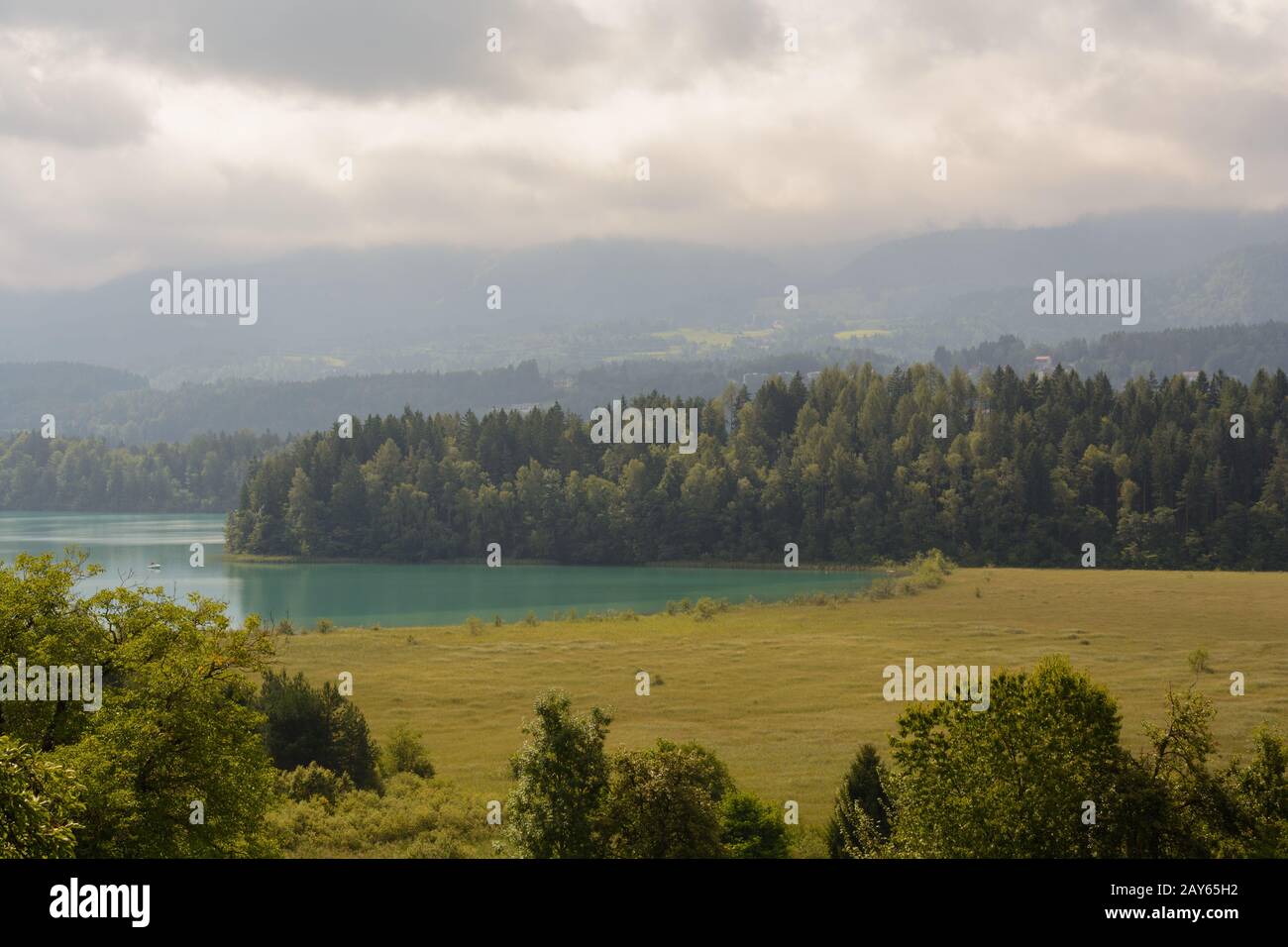 Popular tourist area - Lake Faaker See in Carinthia in Austria Stock Photo