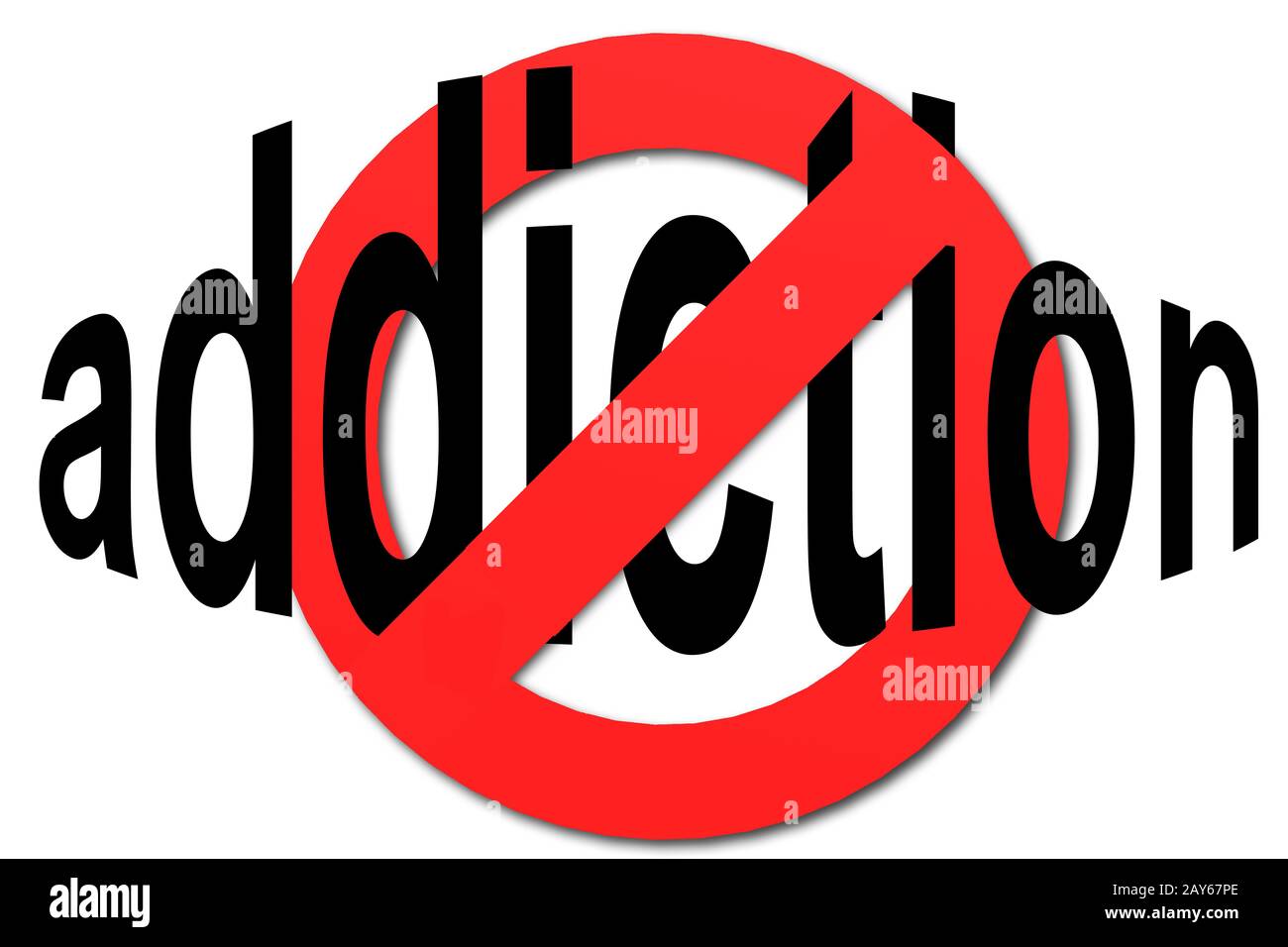 Stop addiction sign in red Stock Photo