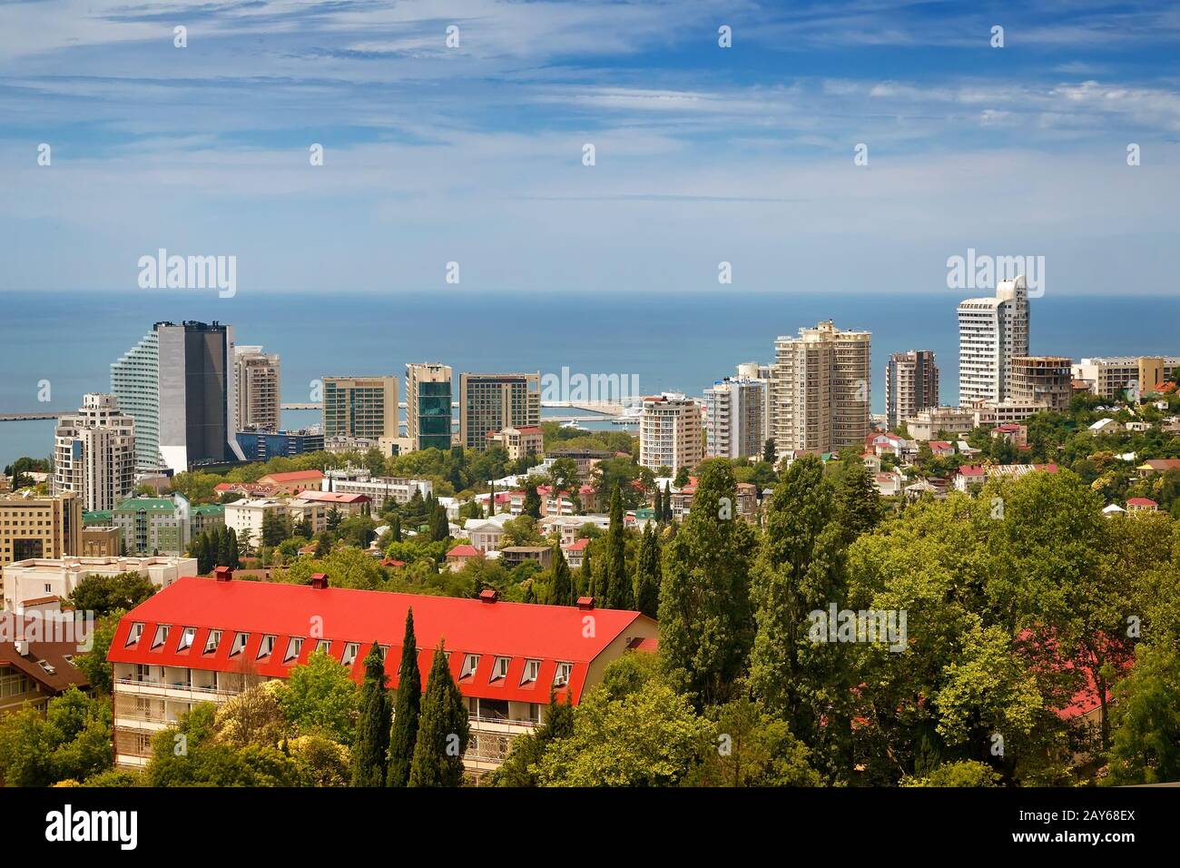 Panoramic view of resort town Sochi. Stock Photo