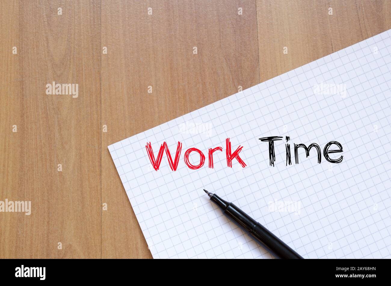 Work time text concept on notebook Stock Photo - Alamy