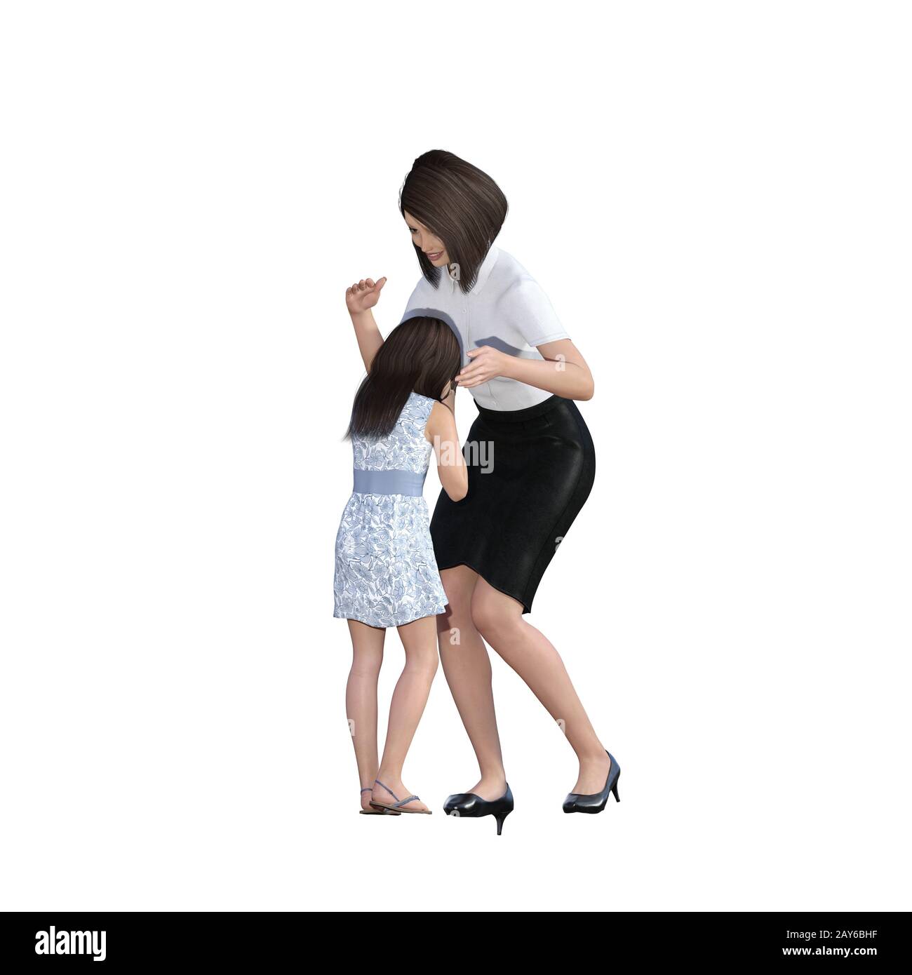 Mother Daughter Interaction of Mom Consoling Girl Stock Photo