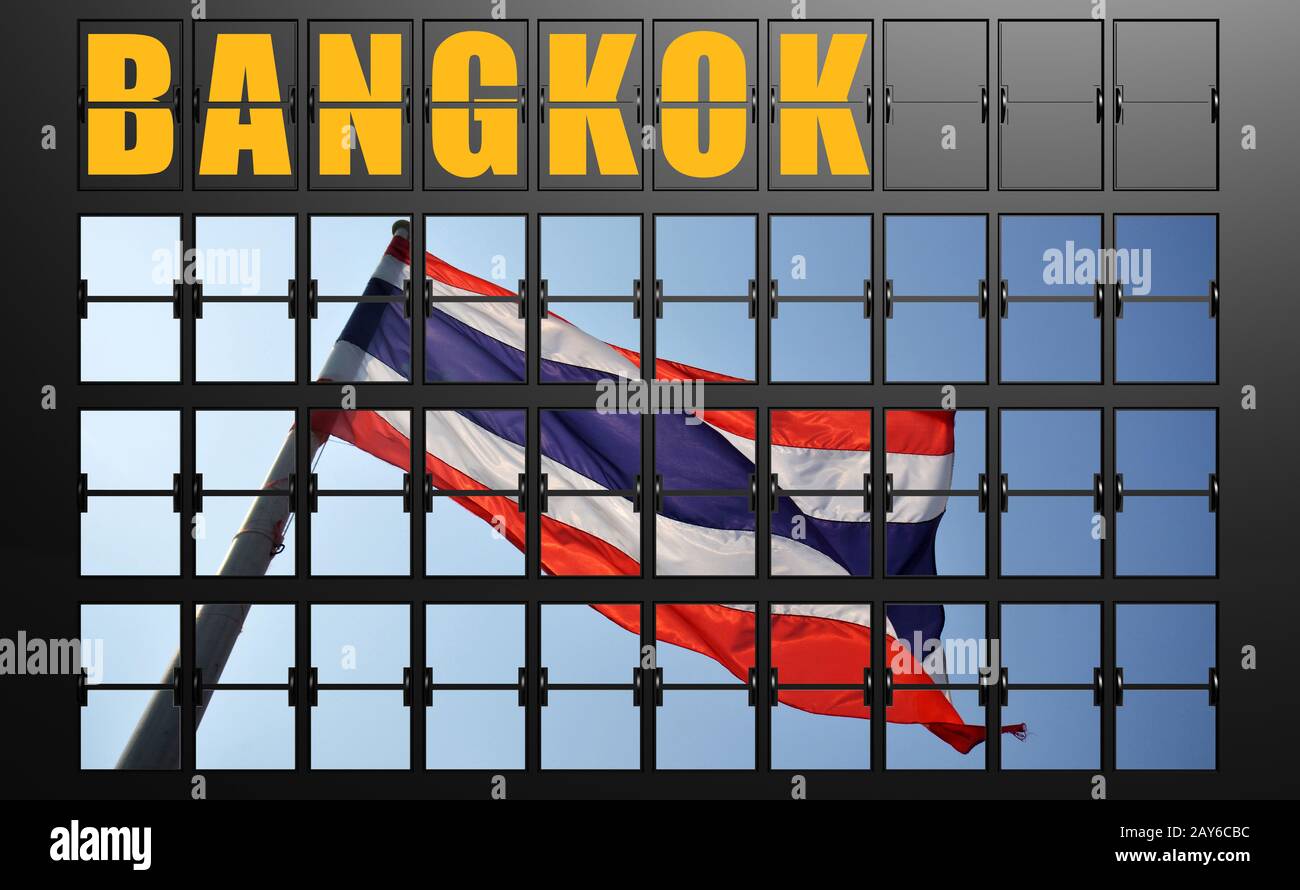 Airport display board of Bangkok Stock Photo