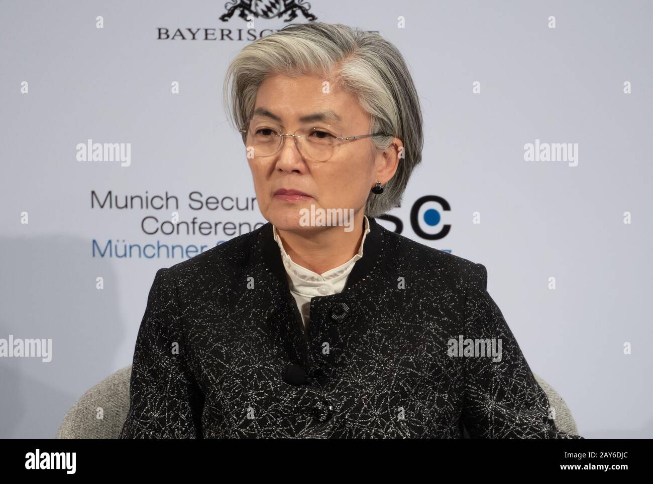 Munich, Germany. 14th Feb, 2020. Kang Kyung Wha, Foreign Minister of South Korea, speaks on the first day of the 56th Munich Security Conference. Some 35 heads of state and government and almost 100 foreign and defence ministers are expected to attend the most important expert meeting on security policy. Credit: Sven Hoppe/dpa/Alamy Live News Stock Photo
