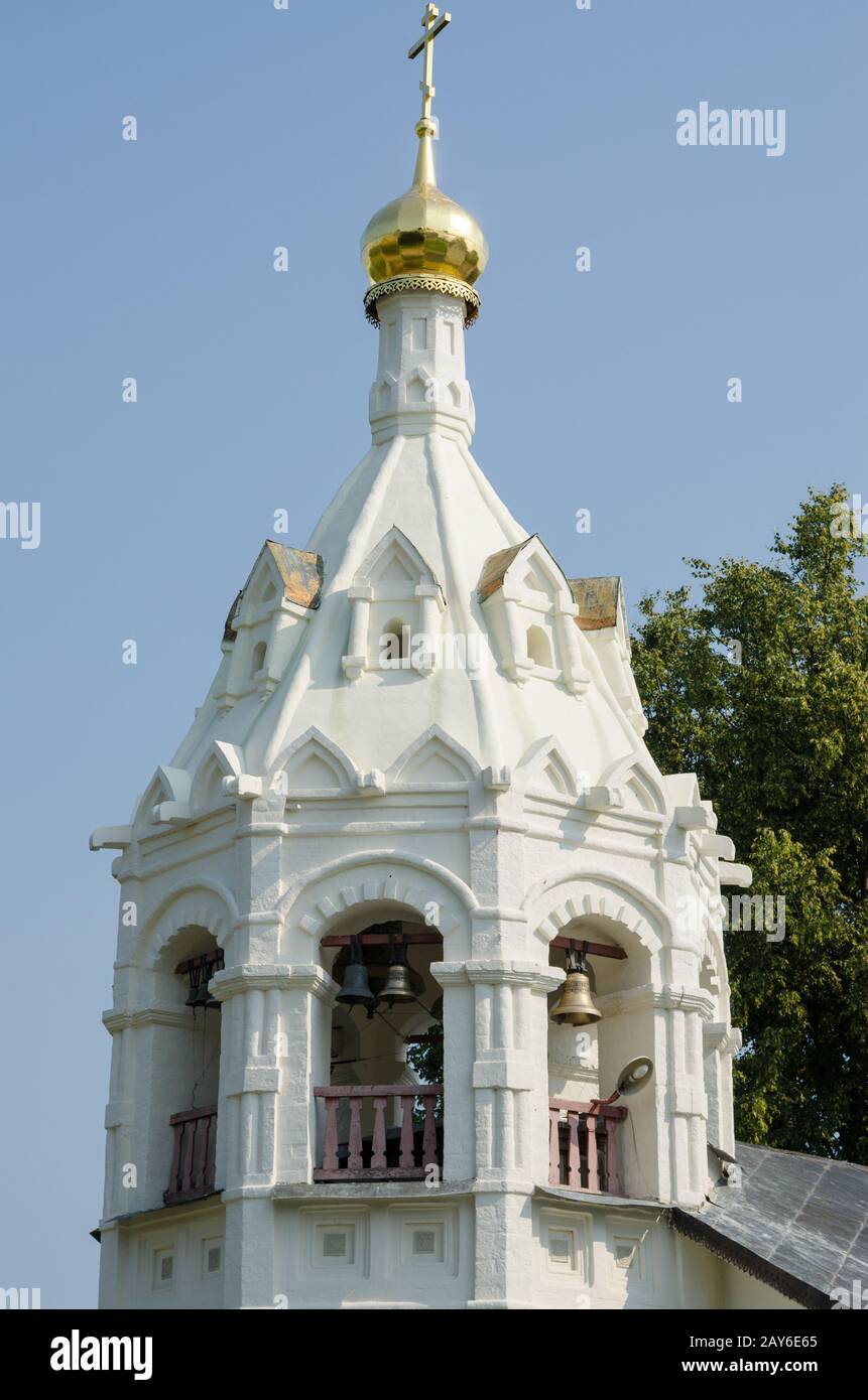 Sergiev Posad - August 10, 2015: Belfry closeup Pyatnitskaya church in Sergiev Posad Stock Photo