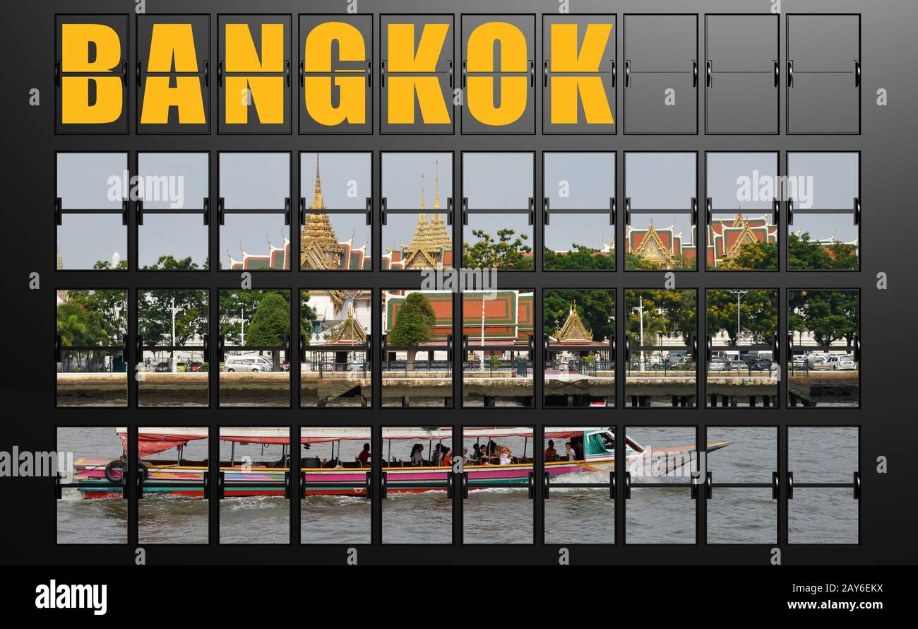 Airport display board of Bangkok Stock Photo
