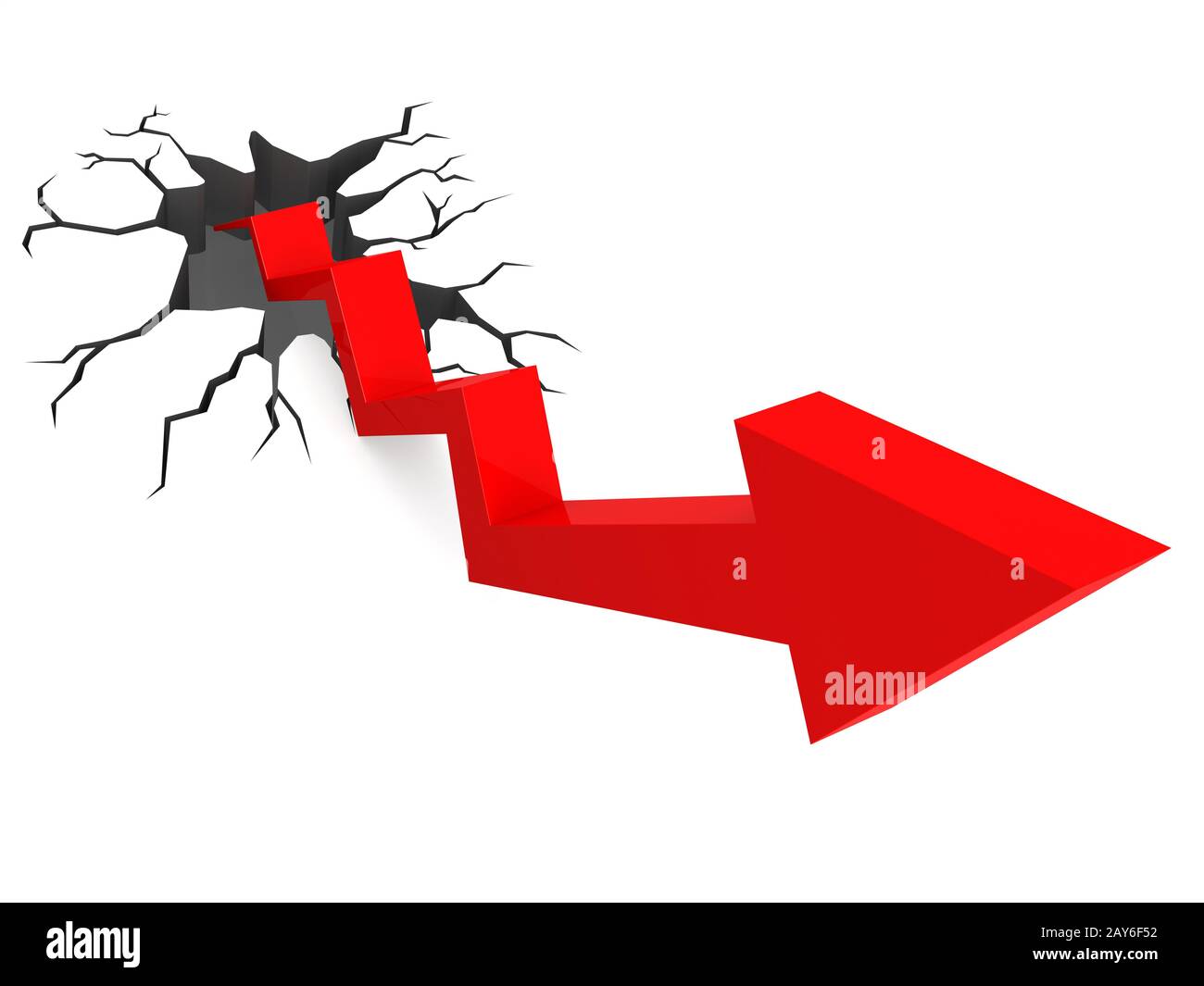 Red arrow out of broken ground Stock Photo - Alamy