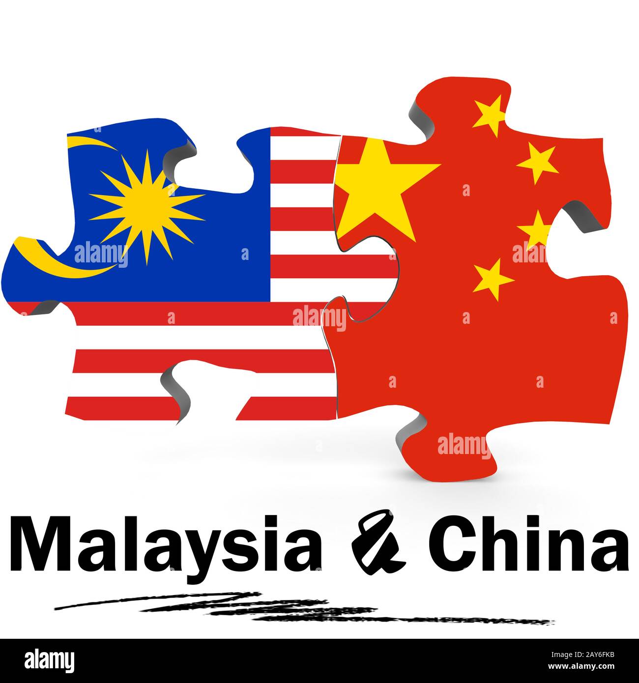 China And Malaysia Flags In Puzzle Stock Photo Alamy