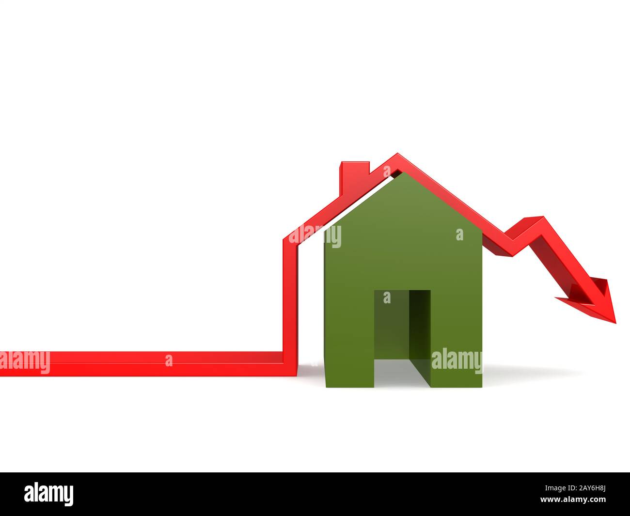 House market is going down on white Stock Photo