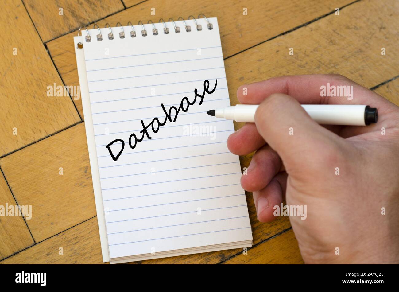 Database concept on notebook Stock Photo