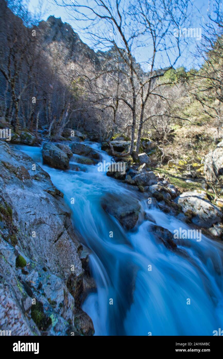 Valle de Loyoza en el Parque Nacional de Guadarrama. Cascada del Purgatorio. Madrid España Stock Photo