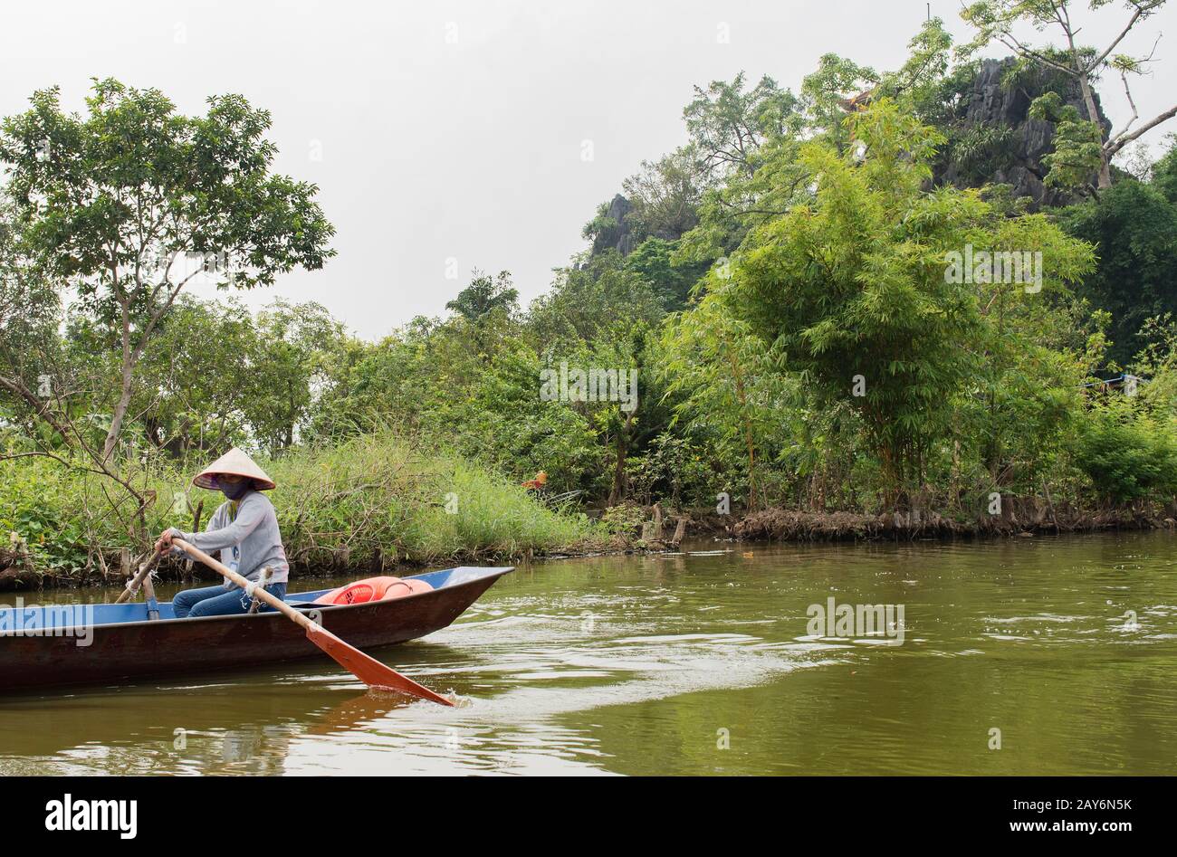 Red river in the north of Vietnam in the rainy season, in Hanoi Stock Photo