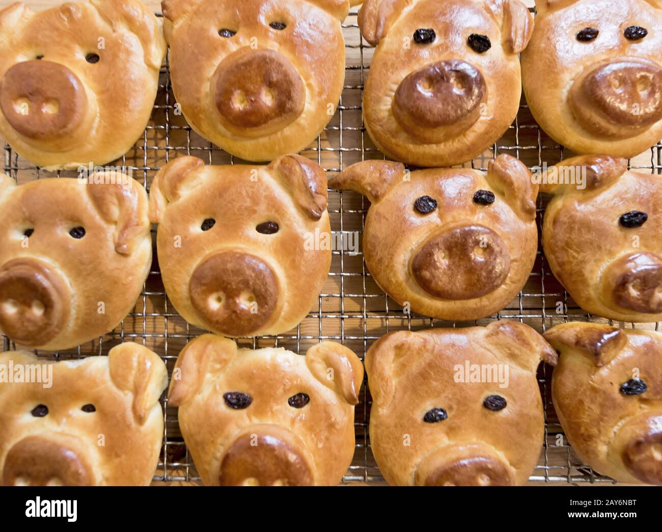 Lucky cakes with pig face Stock Photo