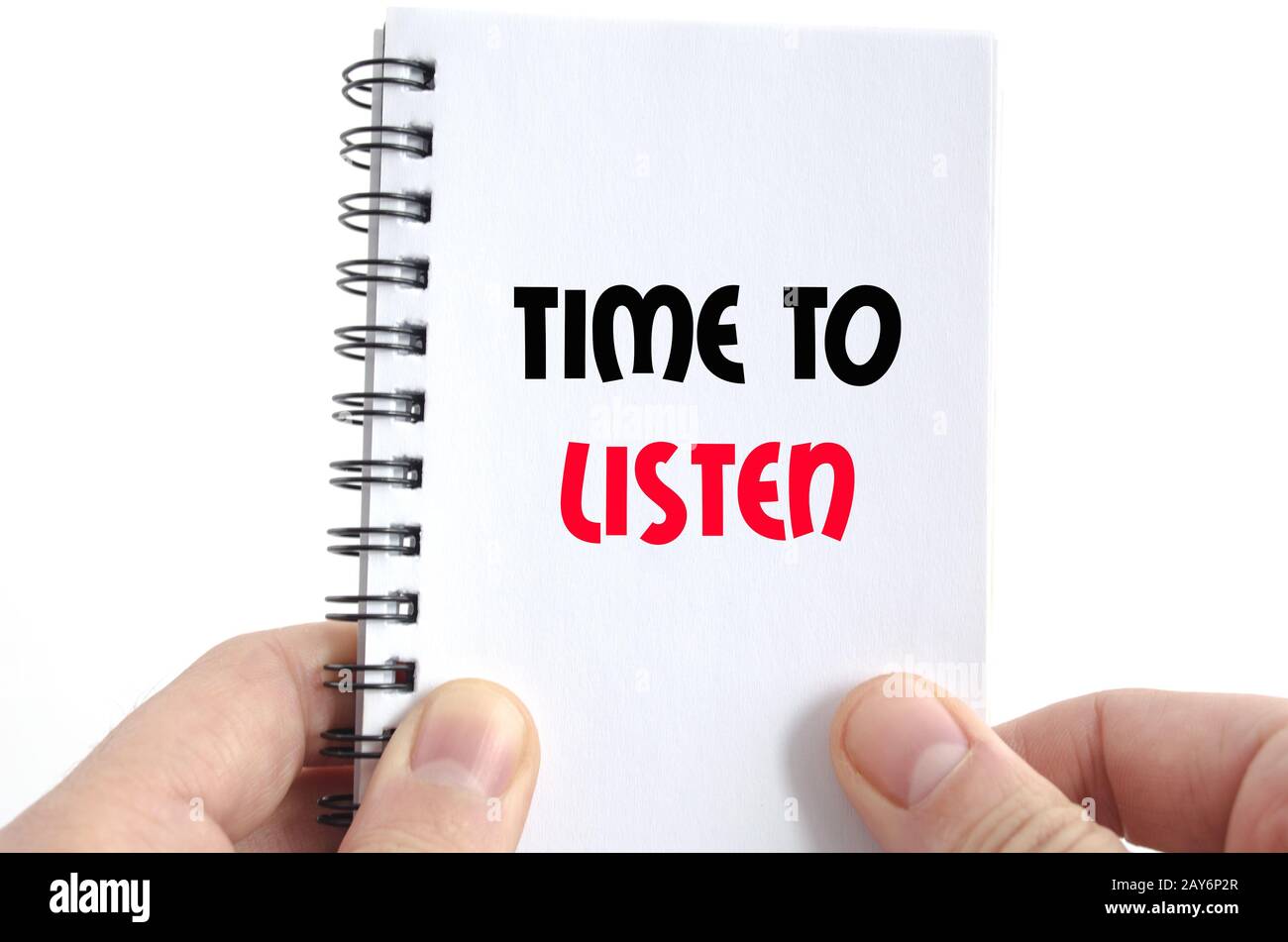 Time to listen text concept Stock Photo