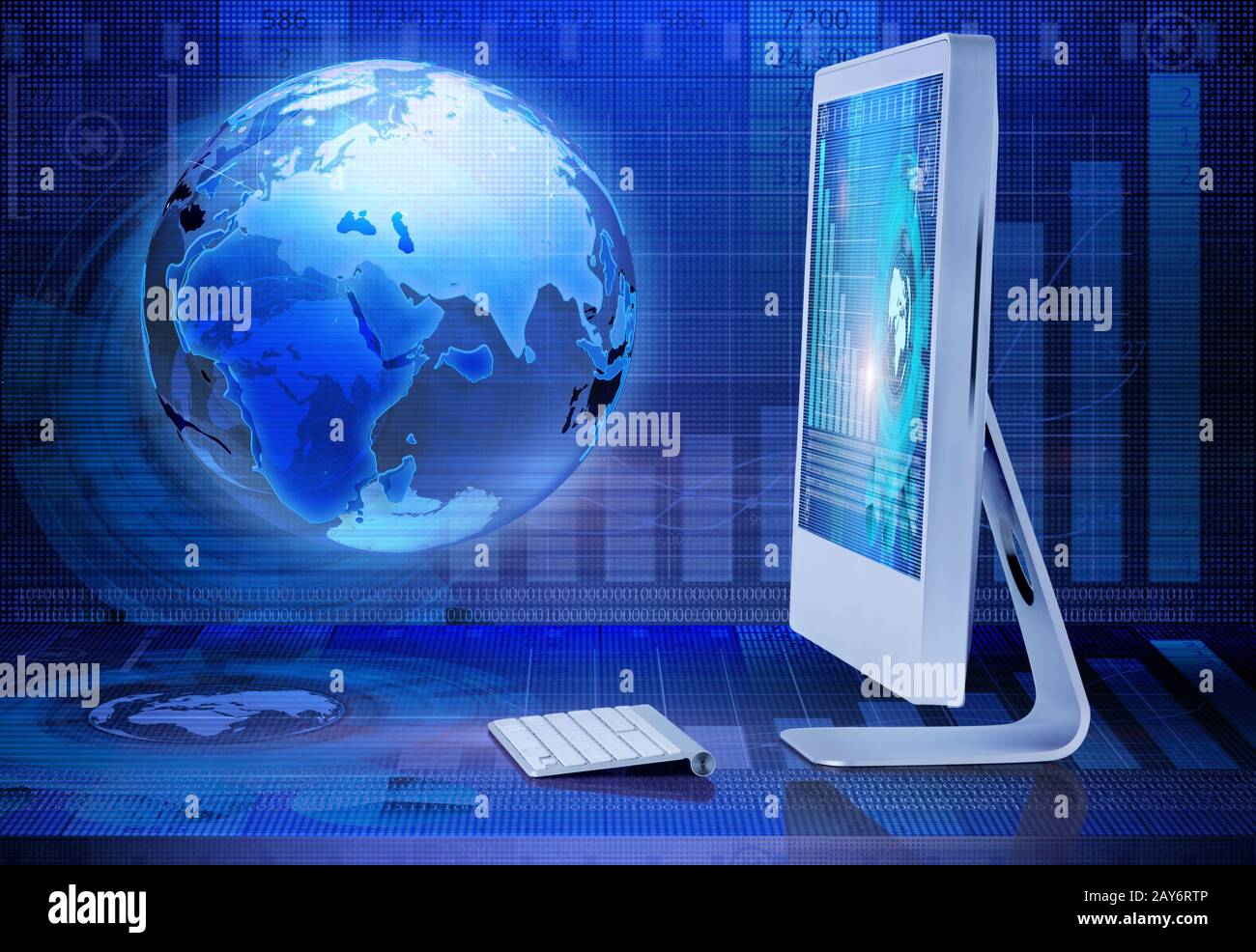 Computer screen in business concept - 3d rendering Stock Photo - Alamy