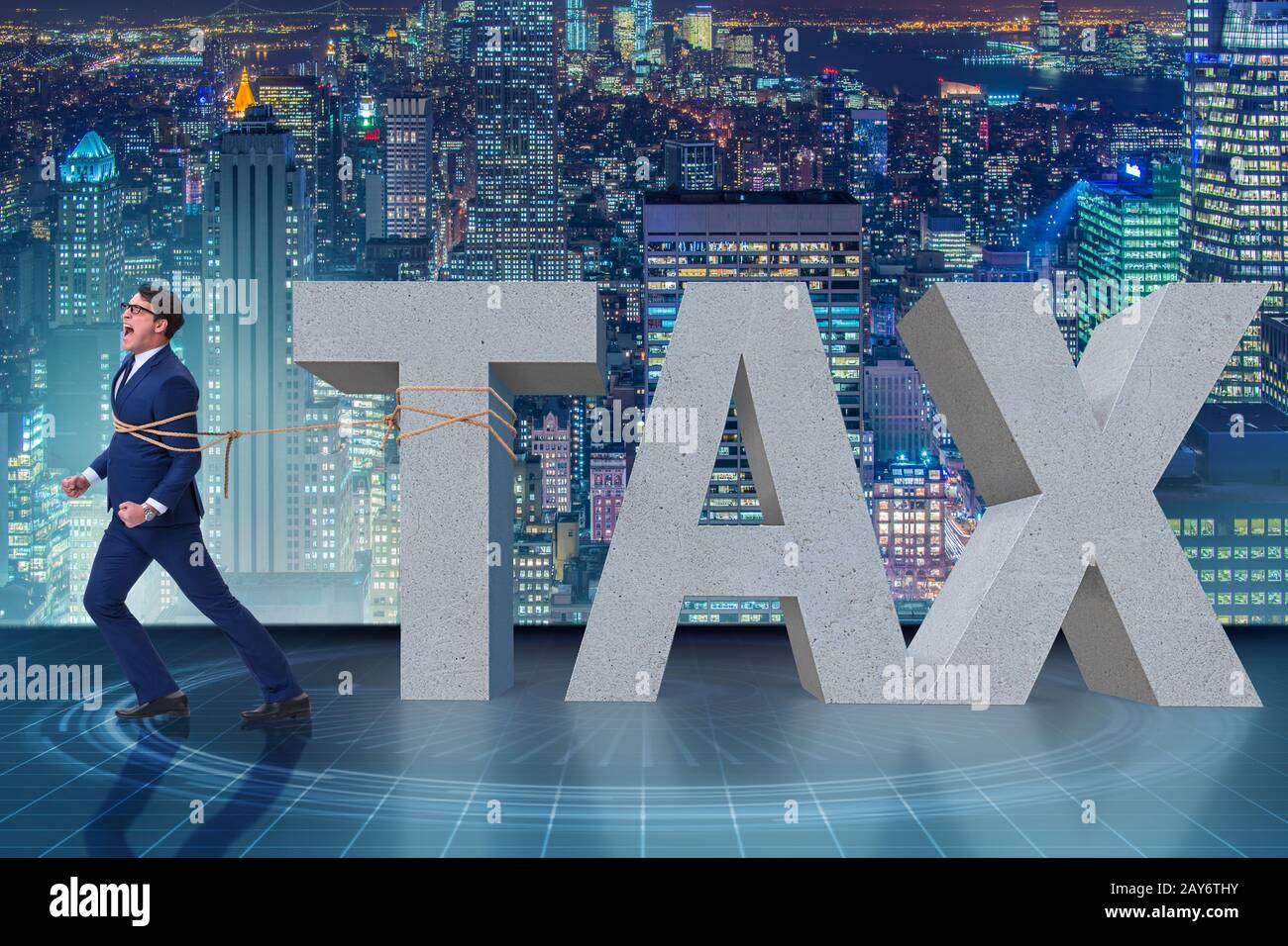 Businessman suffering from high taxes Stock Photo