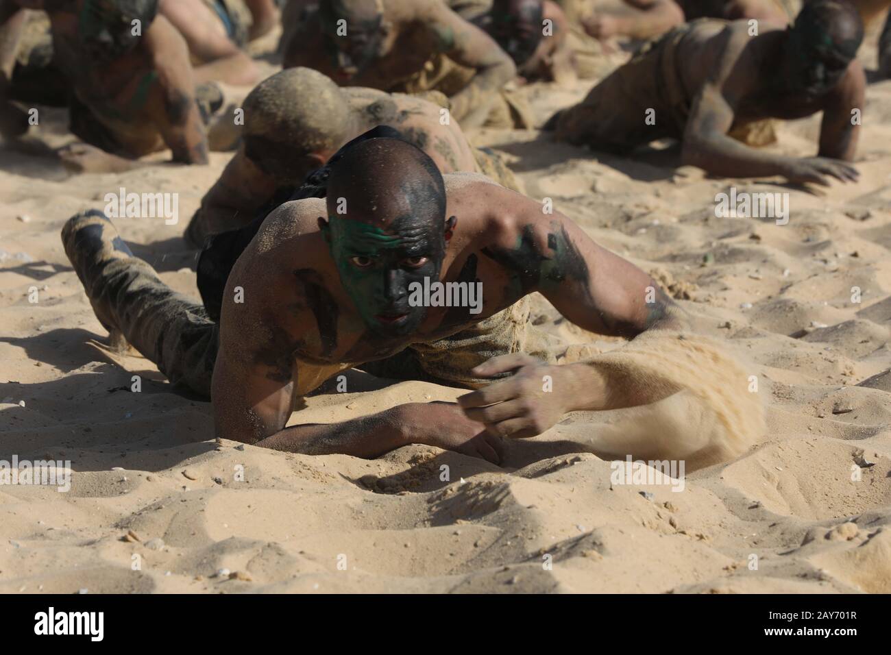 Palestinian police cadets take part in a training session at a police academy in Gaza City, on February 6, 2020. Photo by Abed Rahim Khatib/Alamy Stock Photo