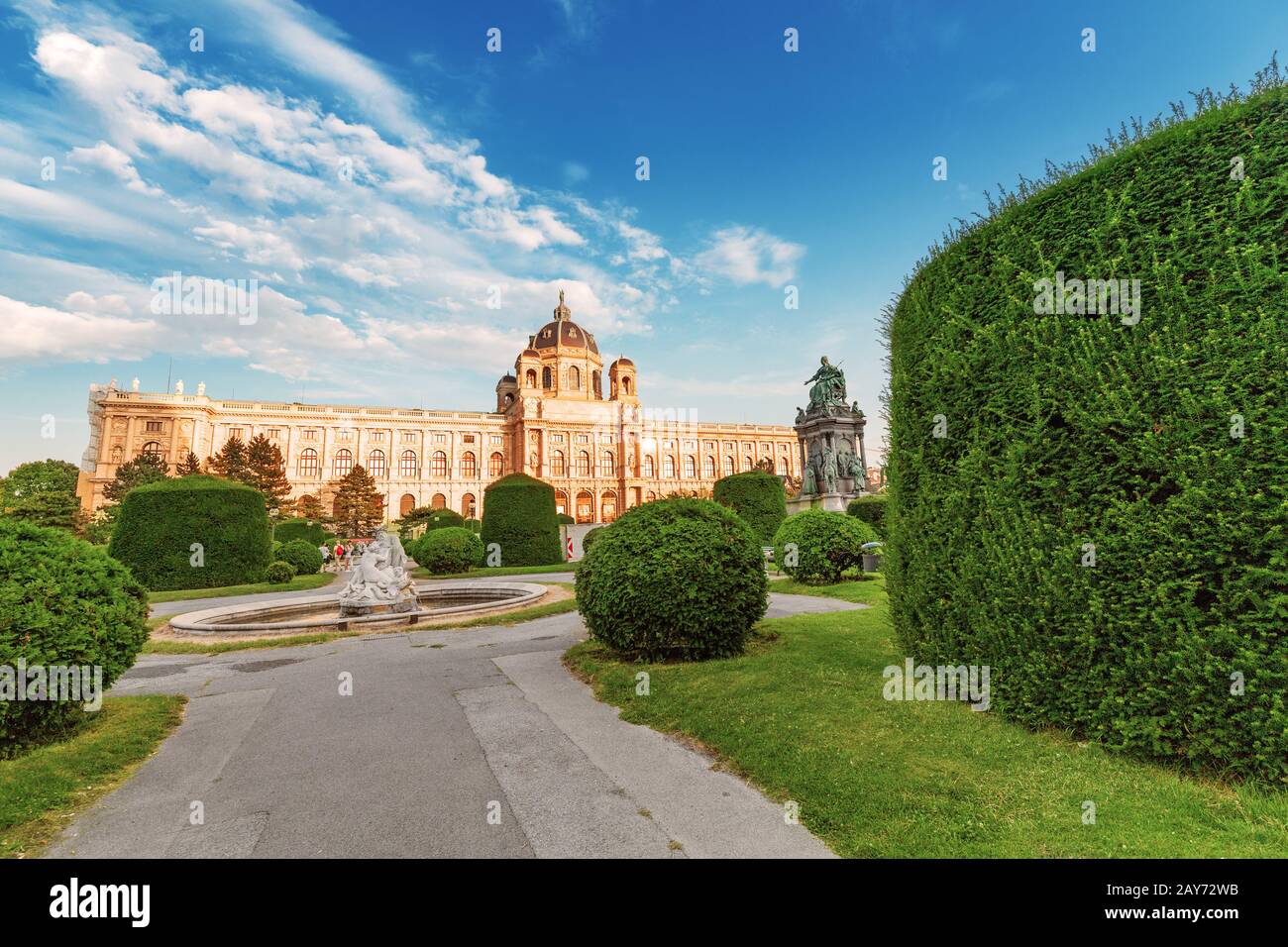 19 July 2019, Vienna, Austria: Panoramic cityscape view of Vienna historical building at sunset, Travel landmark in Austria concept Stock Photo