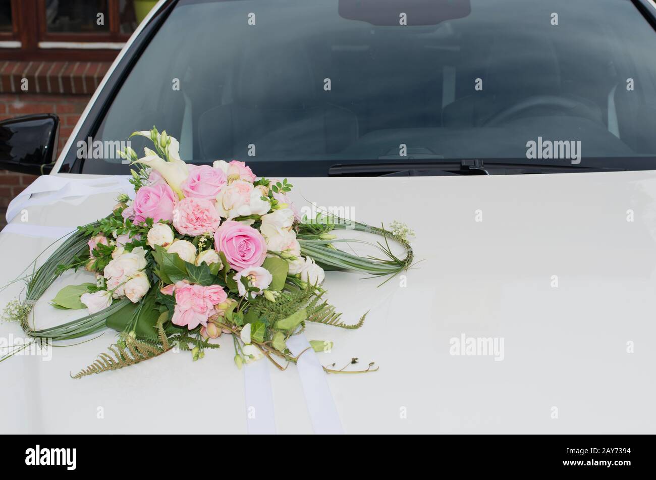 Wedding Car Decorations With Flower Bouquet Stock Photo, Picture and  Royalty Free Image. Image 1767955.