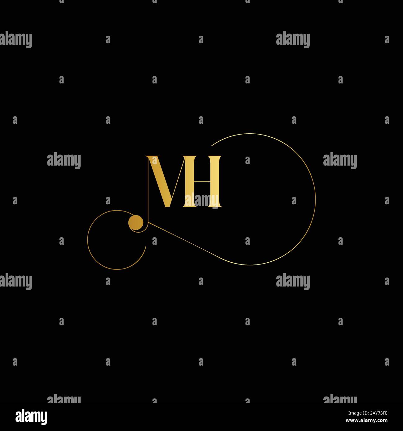 MH HM letter logo design Stock Vector