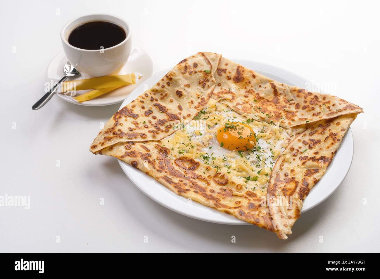 Pancake with egg and cheese Stock Photo Alamy