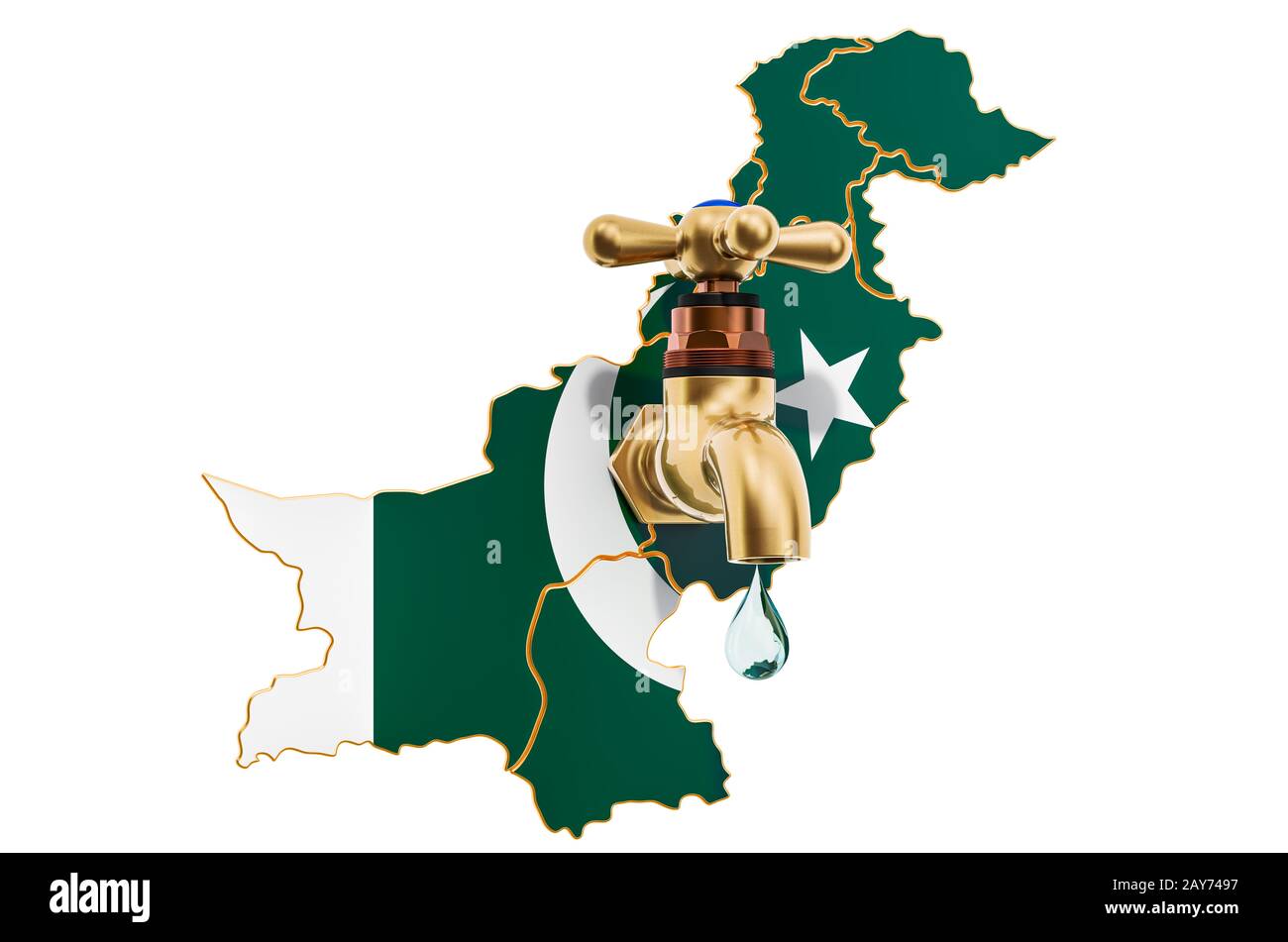 Water resources, drinking water of Pakistan concept, 3D rendering on