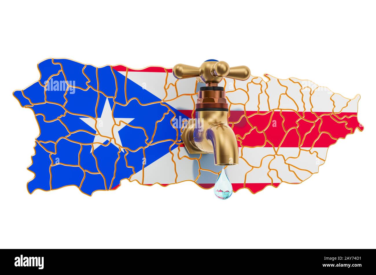 Water resources, drinking water of Puerto Rico concept, 3D rendering on