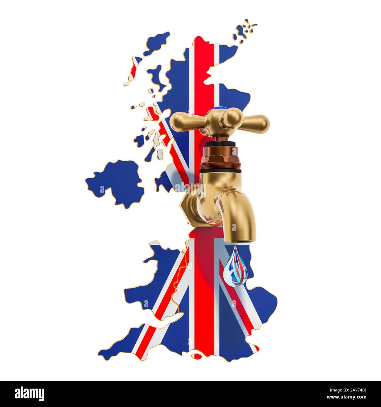 Water resources, drinking water of the United Kingdom concept, 3D