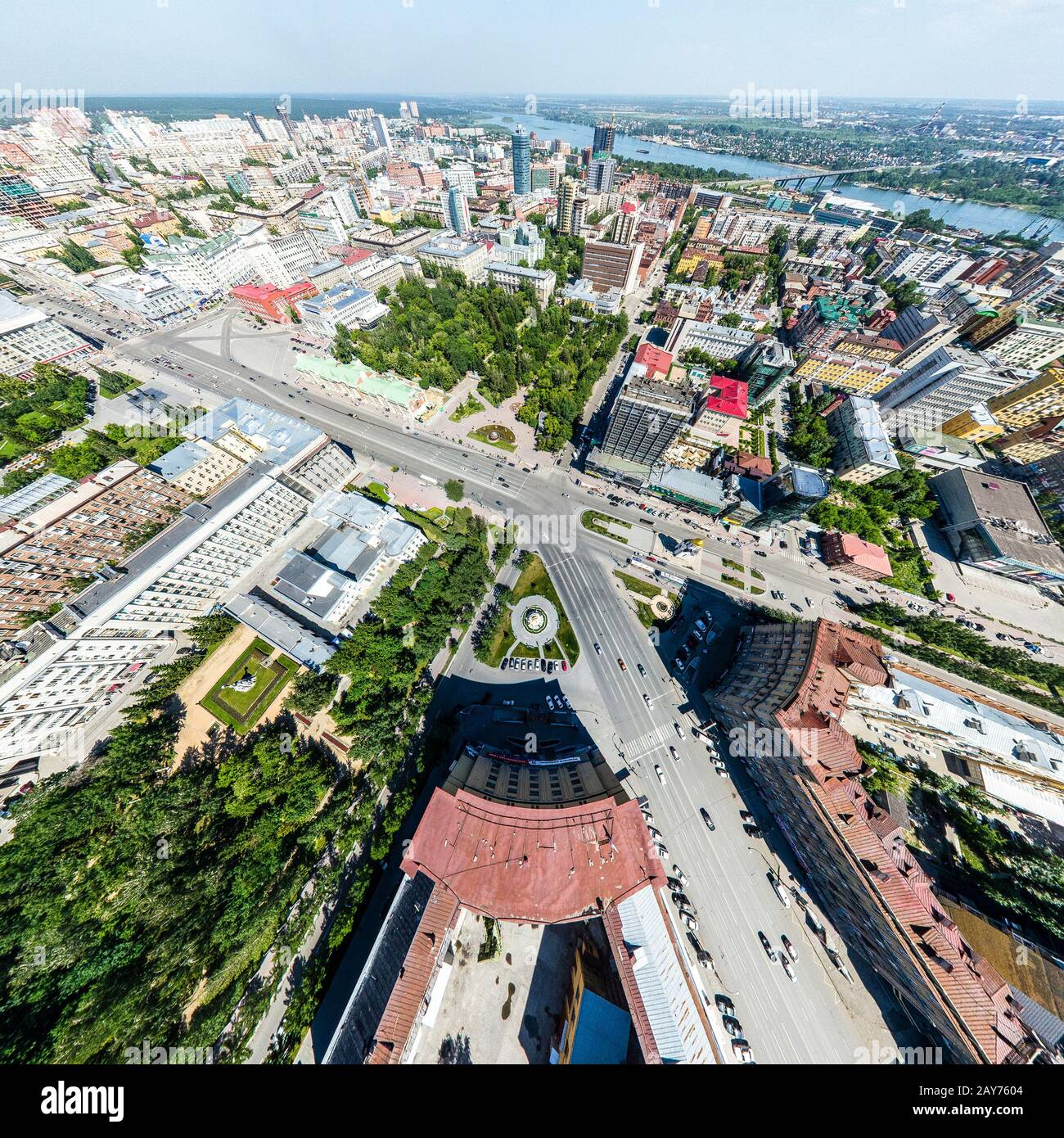 Aerial city view with roads, houses and buildings Stock Photo - Alamy