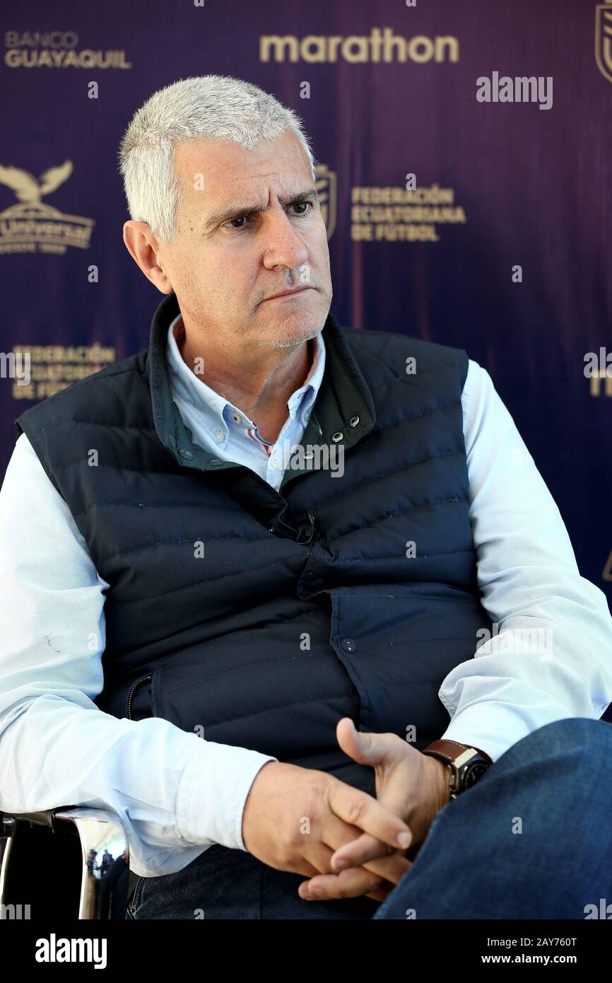Quito Ecuador 14th Feb 2020 The Sports Director Of The Ecuadorian Football Federation Antonio Cordon Speaks During An Interview In Quito Ecuador 14 February 2020 The Observations Of Players For The Ecuadorian