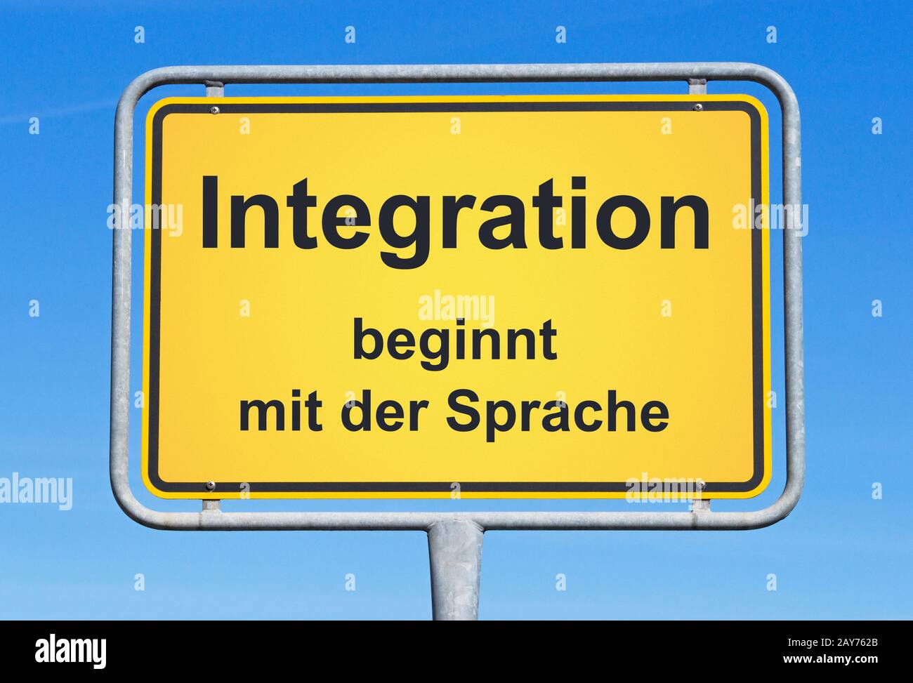 Integration begins with the language Stock Photo