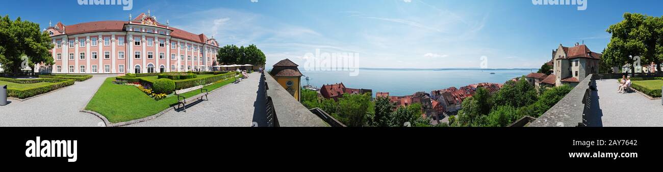360 degree panoramic view from the castle terrace - Meersburg Stock Photo