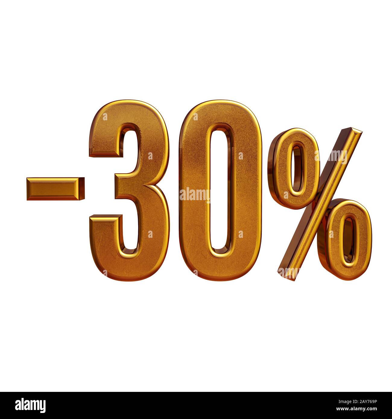 3d Gold 30 Percent Discount Sign Stock Photo