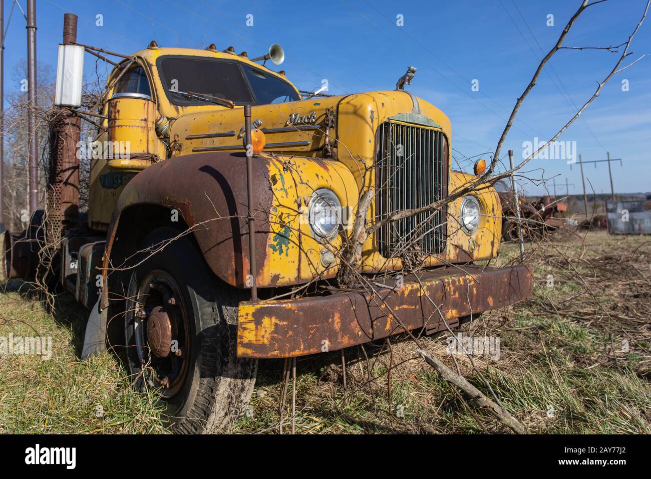 Worn out Mack Trucks. Stock Photo