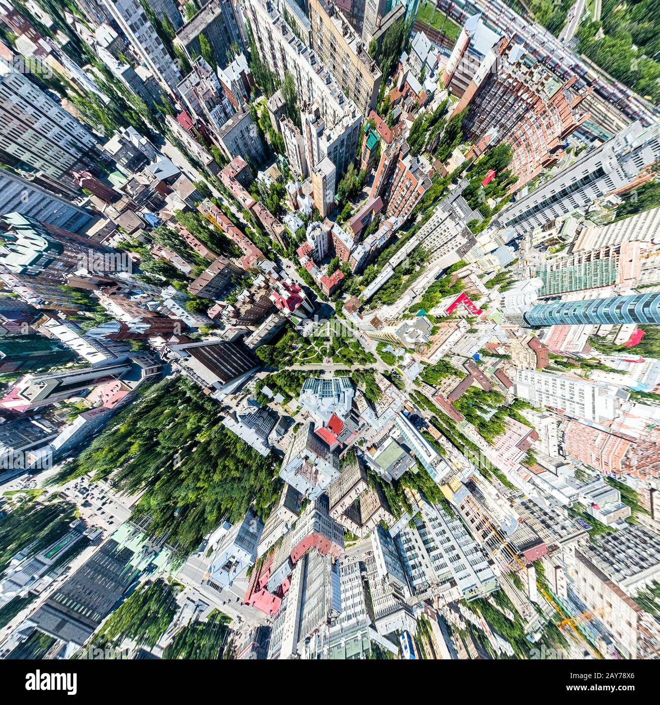 Aerial city view with roads, houses and buildings Stock Photo - Alamy