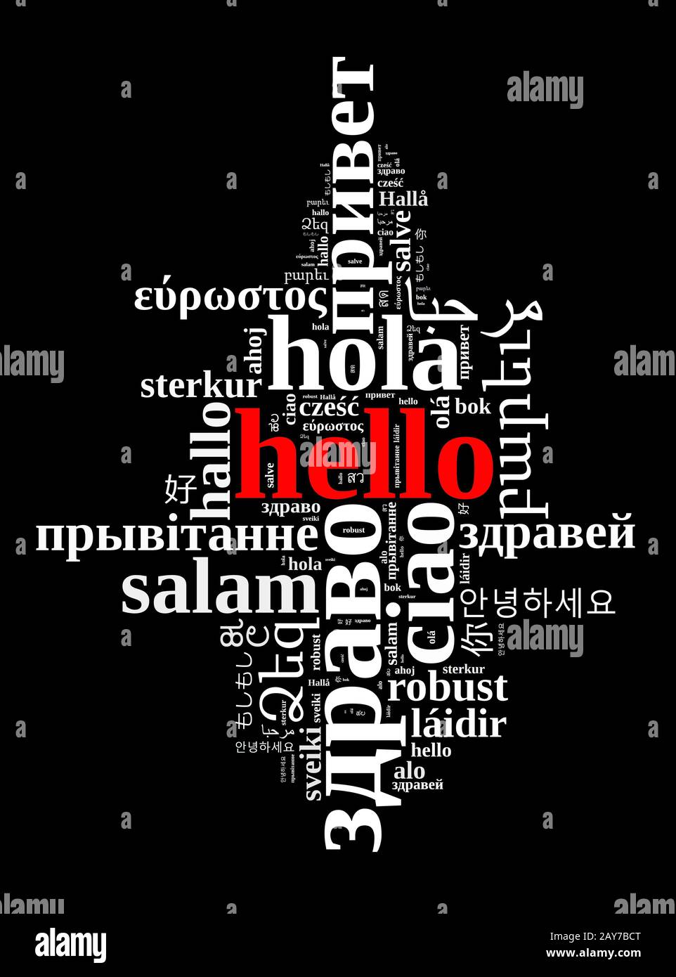 Word Hello in different languages Stock Photo