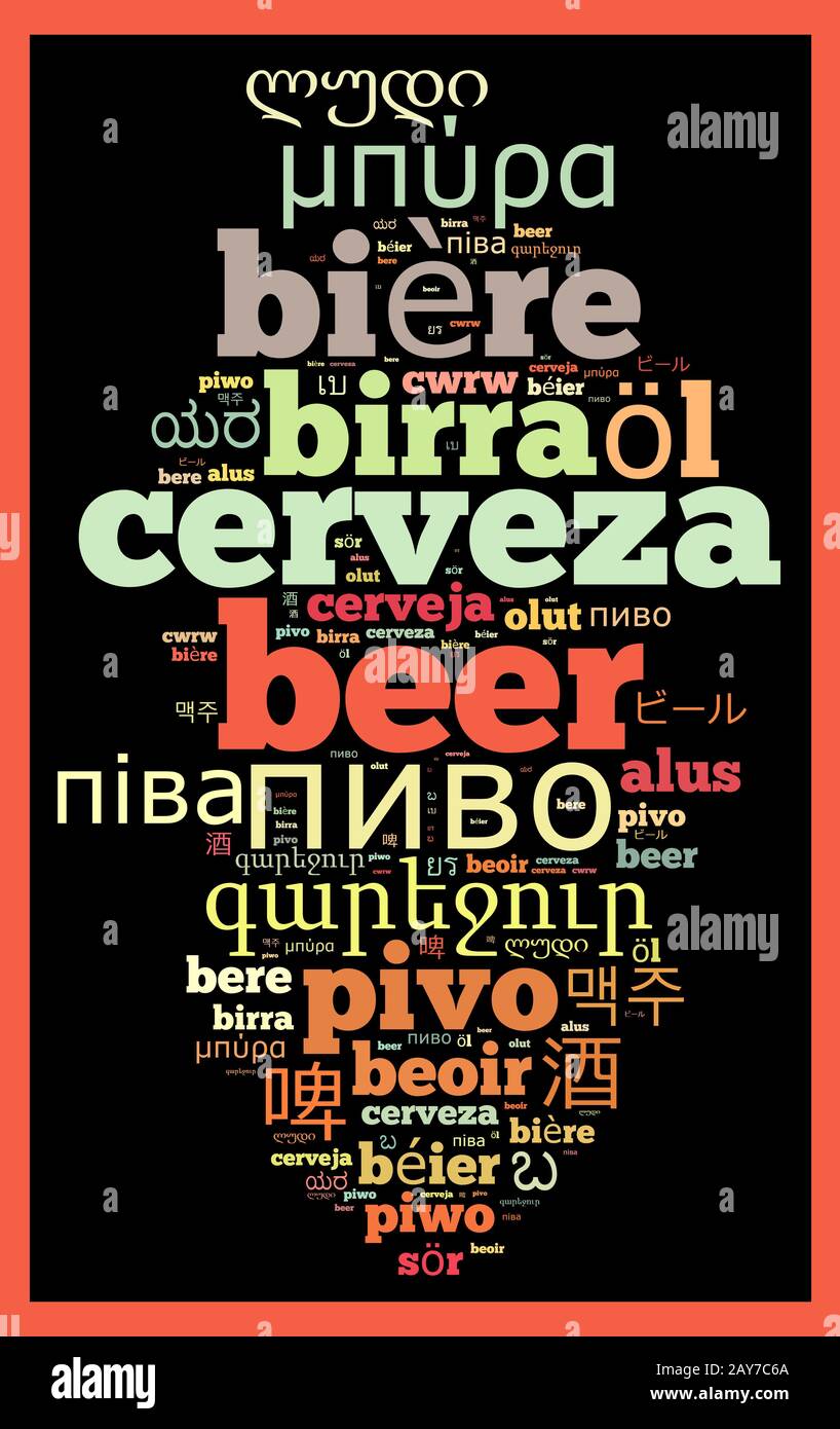 Word Beer in different languages Stock Photo Alamy