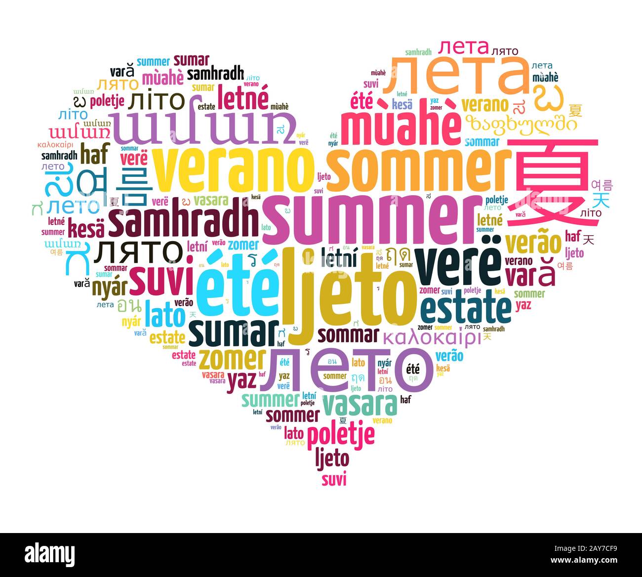 Word Summer in different languages Stock Photo Alamy