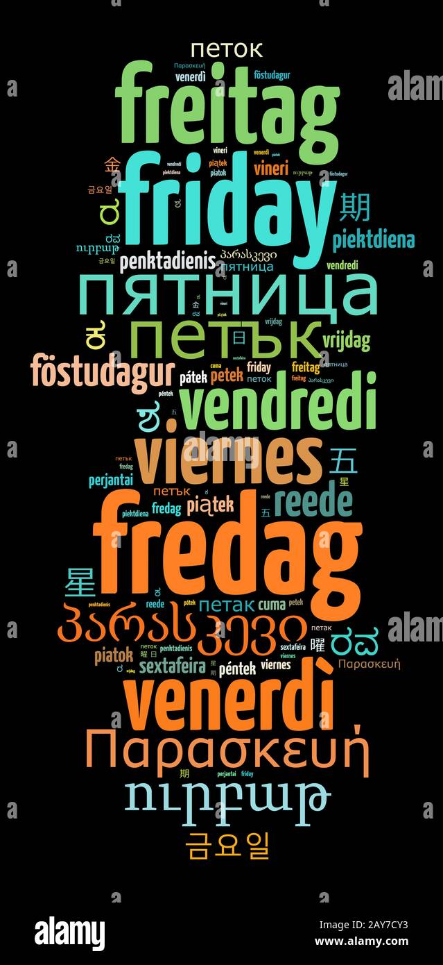 Word Friday in different languages Stock Photo Alamy