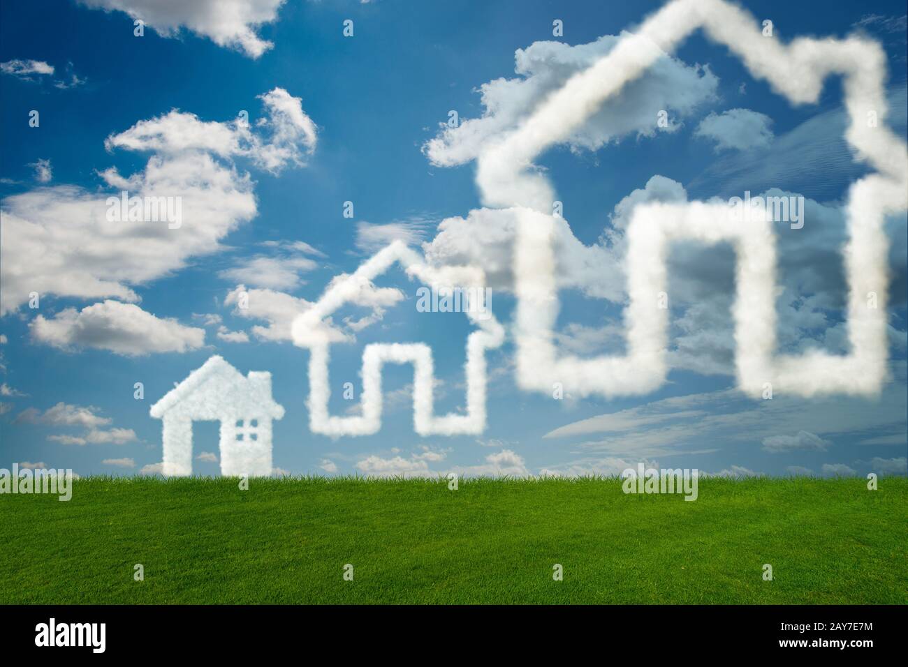 House in the sky made of clouds - 3d rendering Stock Photo - Alamy